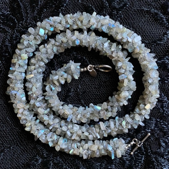 Vintage Labradorite Chip Sterling Silver necklace - Picture 6 of 12